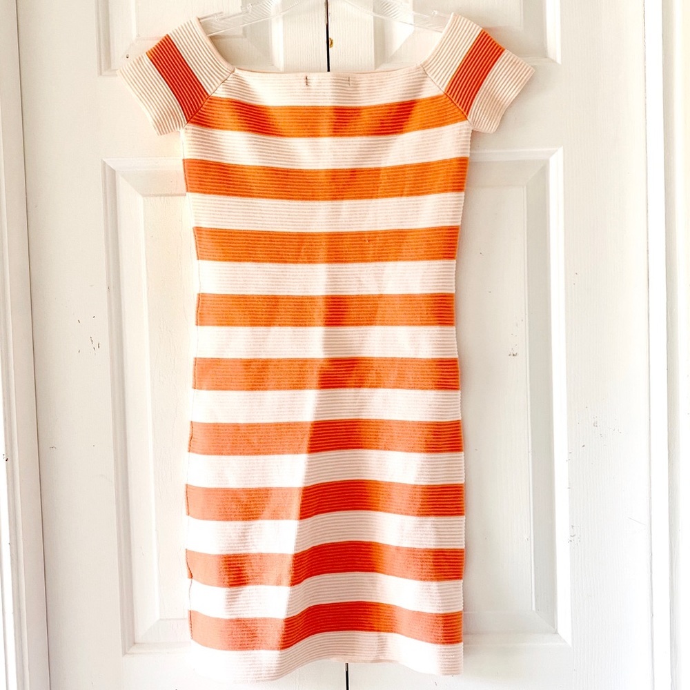 Forever 21 Womens Orange Striped Bodycon Dress M